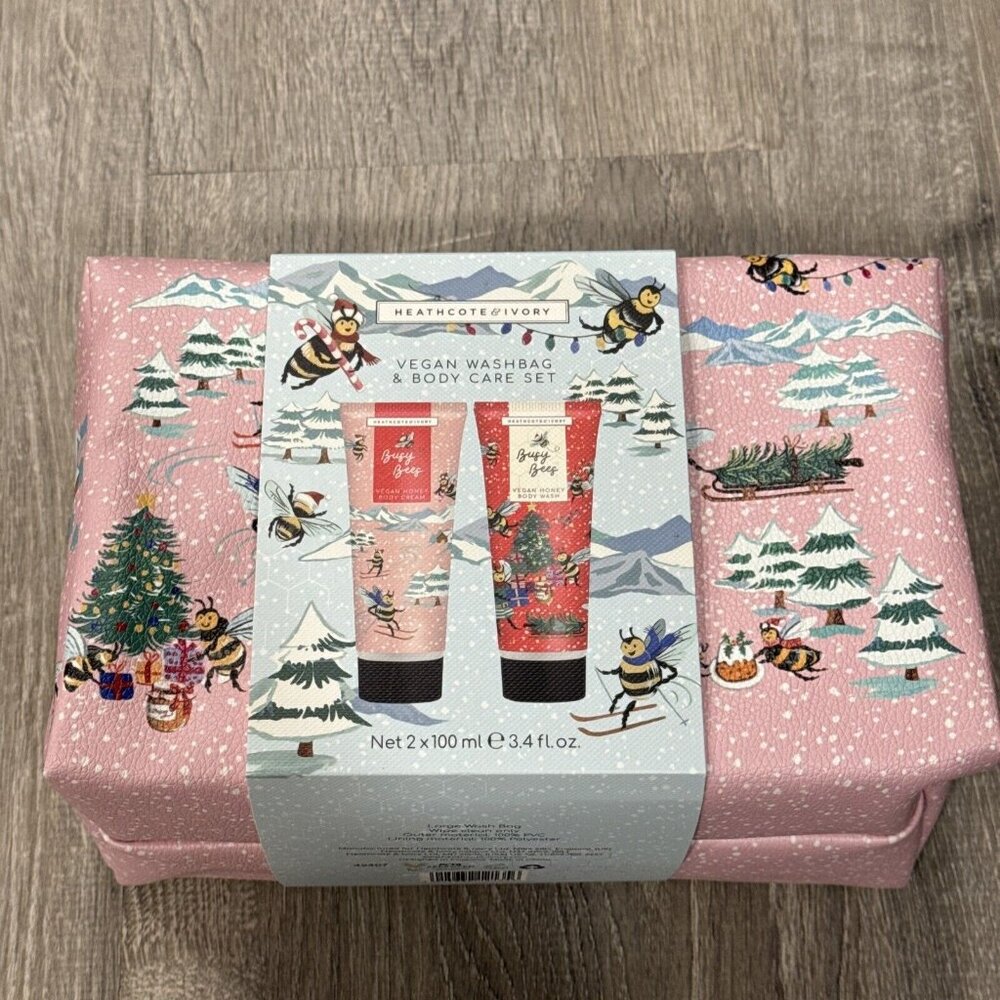 Heathcote & Ivory BUSY BEES Body Wash & Cream Bag Pink Holiday Bees New A3